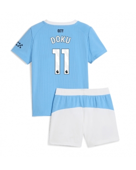 Billige Fotballdrakt Manchester City Jeremy Doku #11 Replika Hjemmedraktsett Barn 2025-26 Kortermet (med bukser)